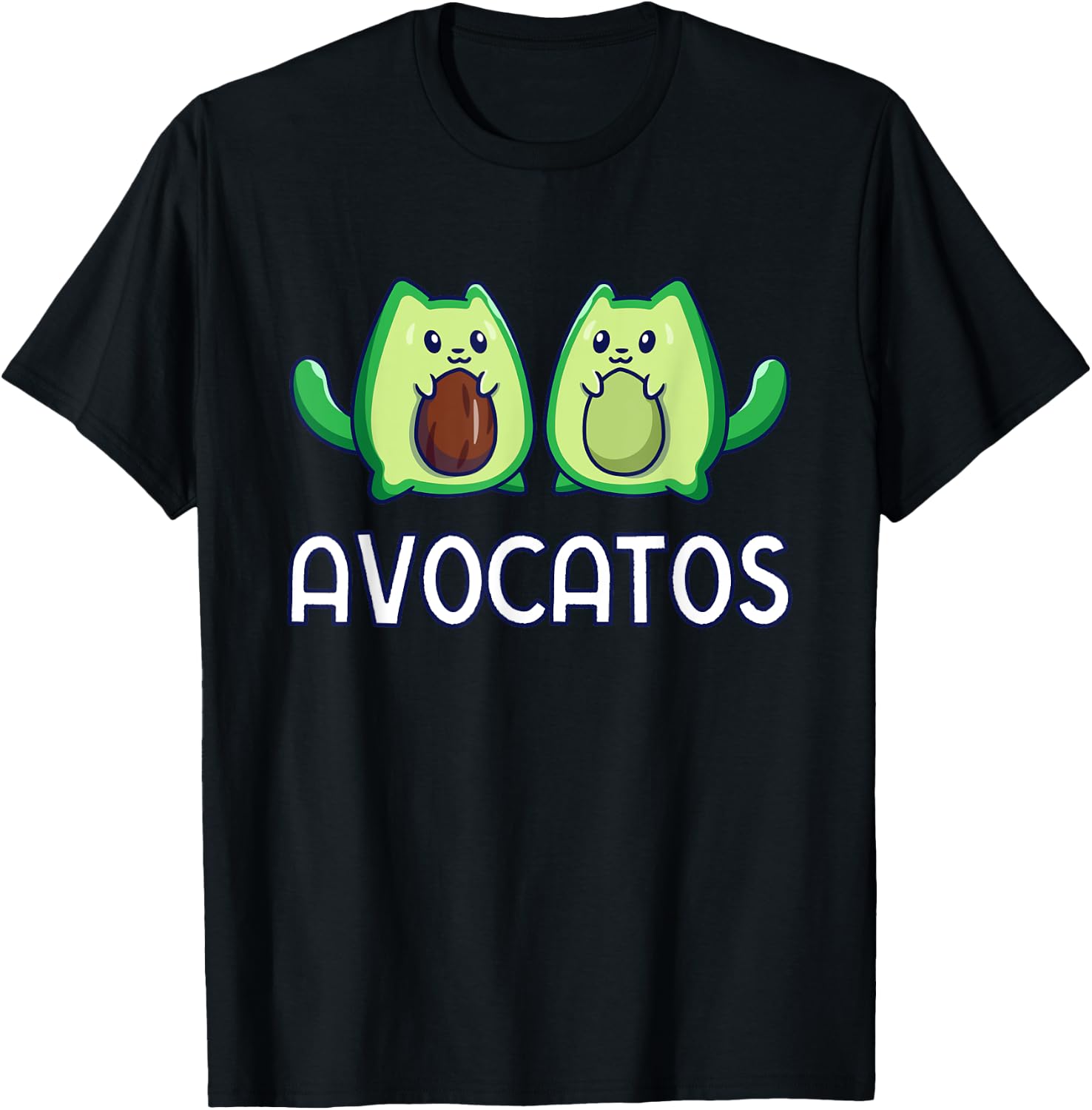 Avogato Avocado Cat Vegan Cat T-Shirt - T-Shirt | Black