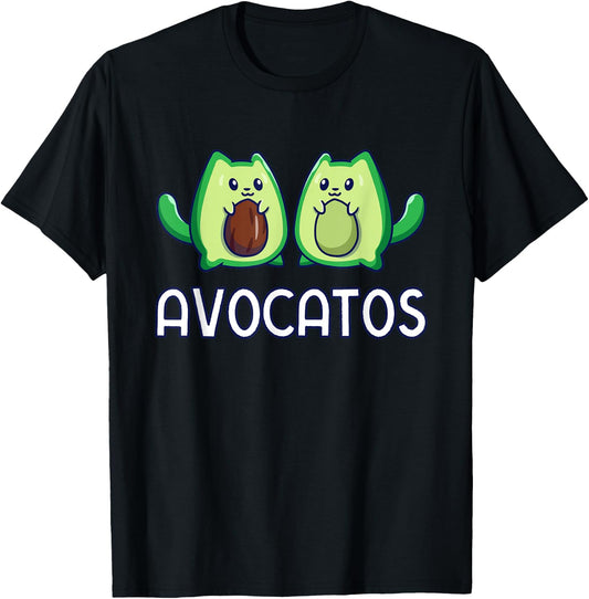 Avogato Avocado Cat Vegan Cat T-Shirt - T-Shirt | Black