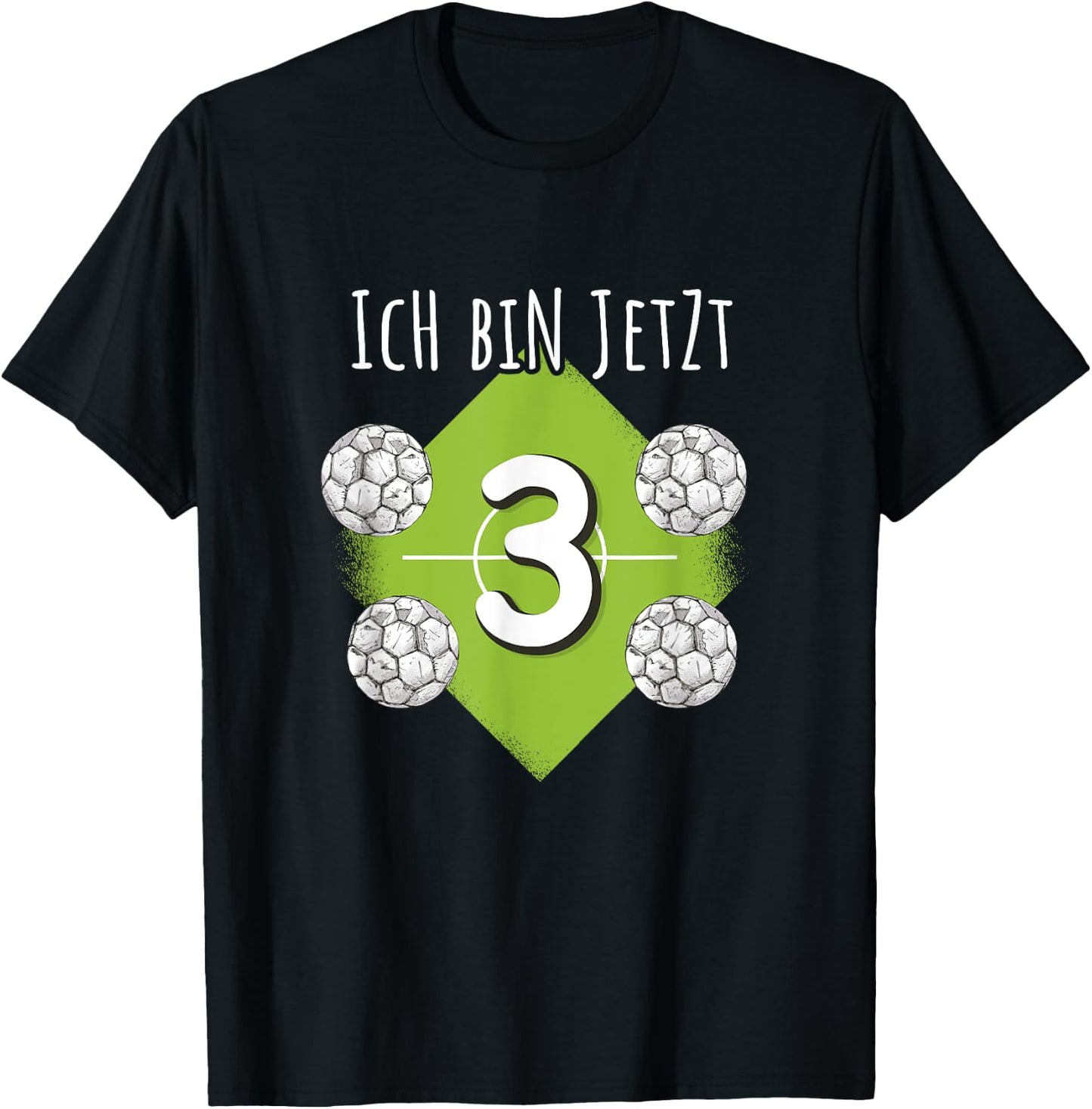 Ich bin 3 Junge Fussball 3rd Children's Birthday Football T-Shirt - T-Shirt | Black