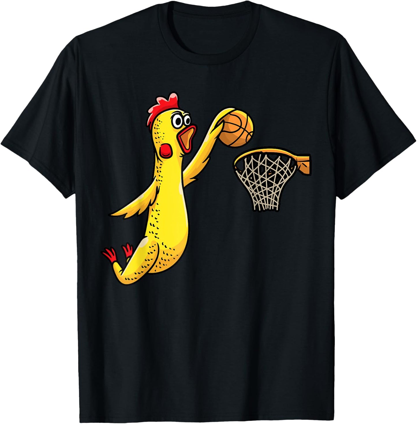 Funny Rubber Chicken Playing Basketball Player Sports T-Shirt - T-Shirt | Black