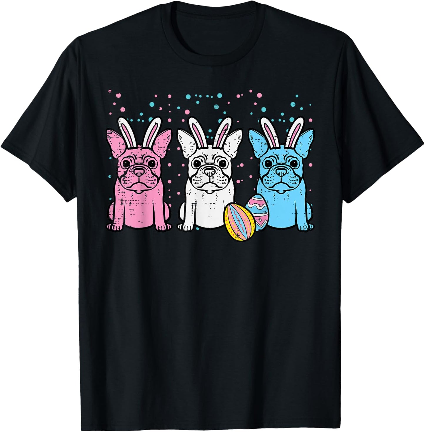 Easter Bunny French Bulldogs Frenchie Dogs Men Women Kids T-Shirt - T-Shirt | Black