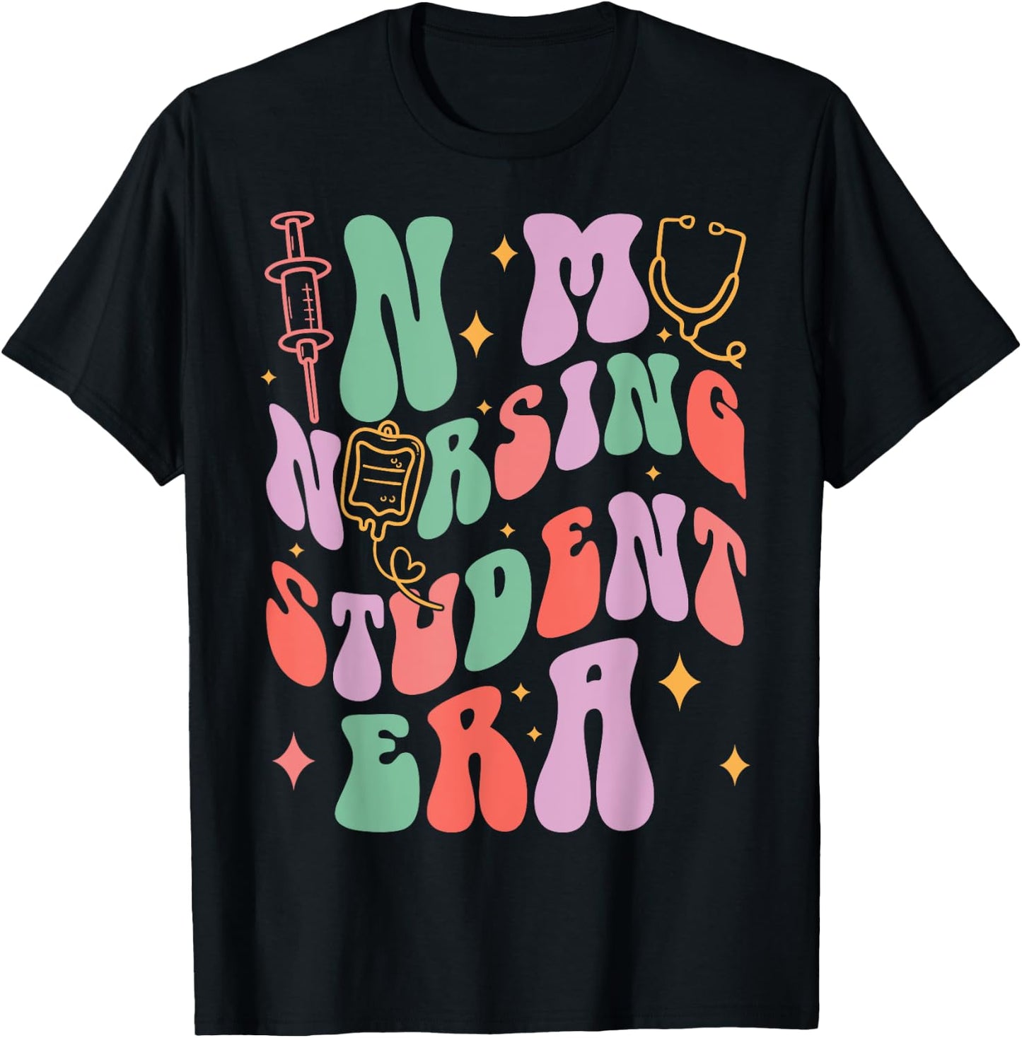 In My Nursing Student Era Groovy Nursing School Future Nurse T-Shirt - T-Shirt | Black