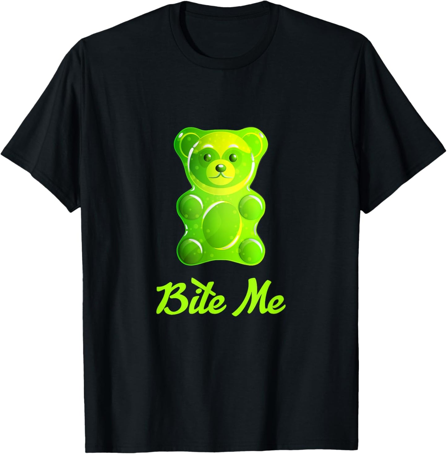 Cool Bite Me Colorful Gummy Bear Candy Illustration Graphic T-Shirt - T-Shirt | Black