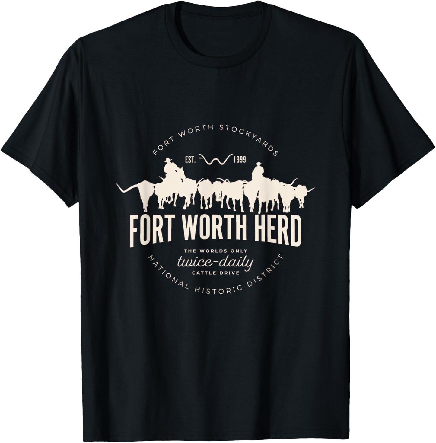 Fort Worth Texas Stockyards and Rodeo Cowboy Desig T-Shirt - T-Shirt | Black