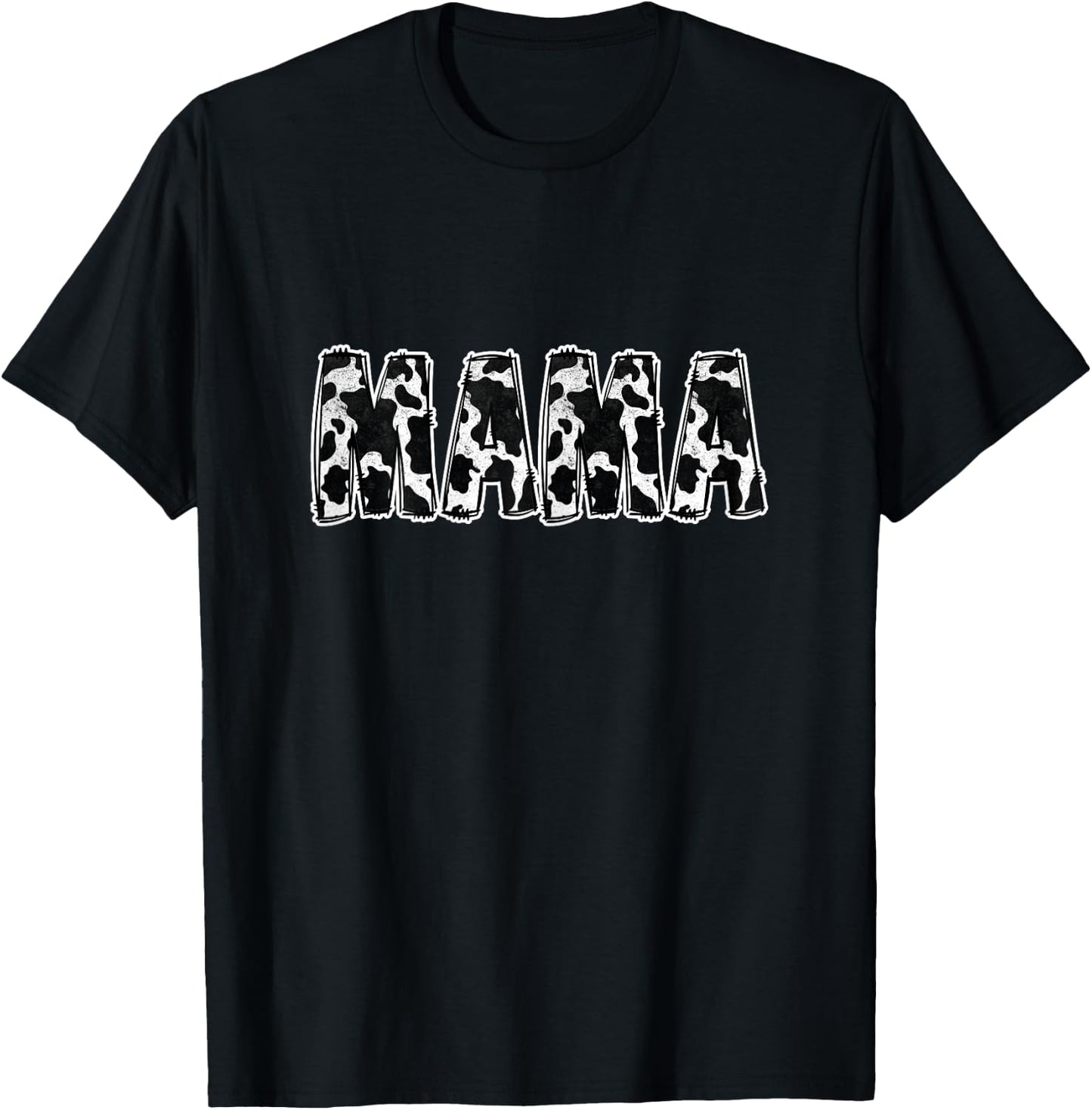 Mama Cow Pattern Cow Print T-Shirt - T-Shirt | Black