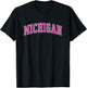 Michigan MI Vintage Sports Design Pink Design T-Shirt - T-Shirt | Black
