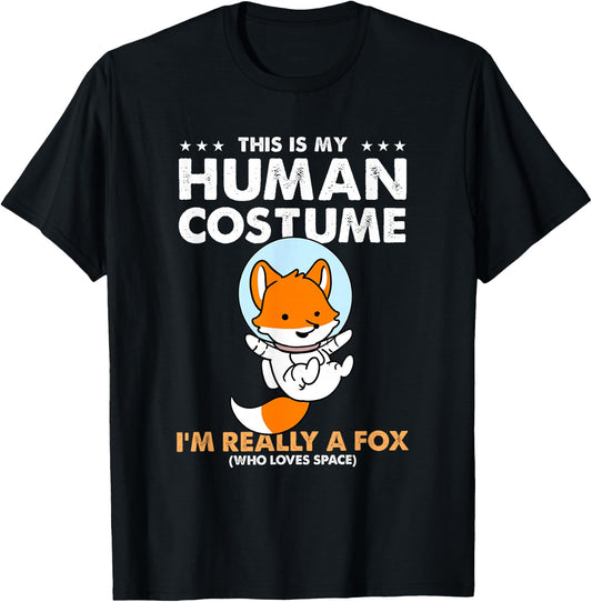 This Is My Human Costume Fox Astronaut T-Shirt - T-Shirt | Black