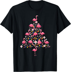 Funny Christmas Men Kids Women Flamingo Ugly Christmas T-Shirt - T-Shirt | Black