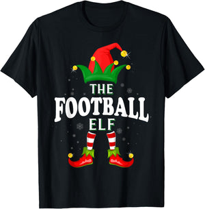 Xmas Football Elf Family Matching Christmas Pajama T-Shirt - T-Shirt | Black