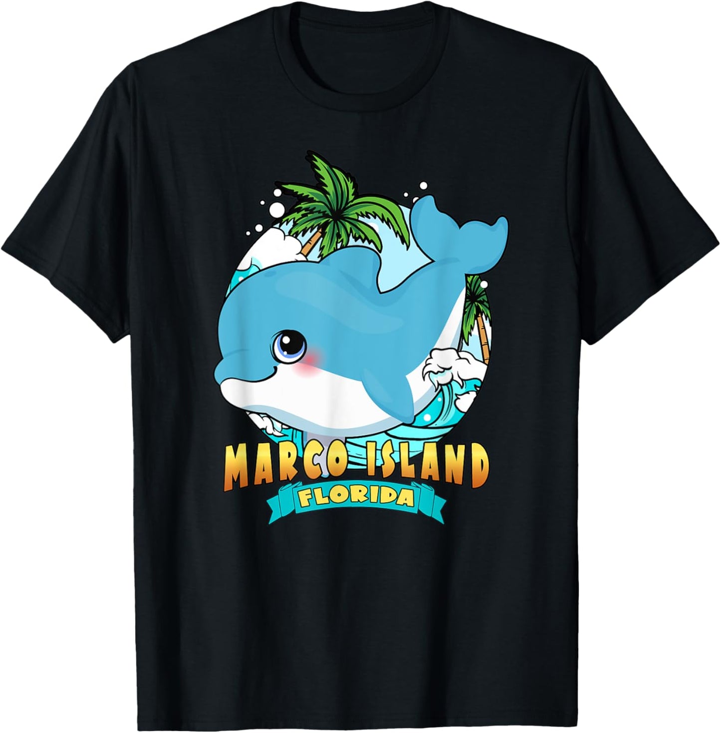 MARCO ISLAND FLORIDA | Cute Baby Dolphin Souvenir T-Shirt - T-Shirt | Black