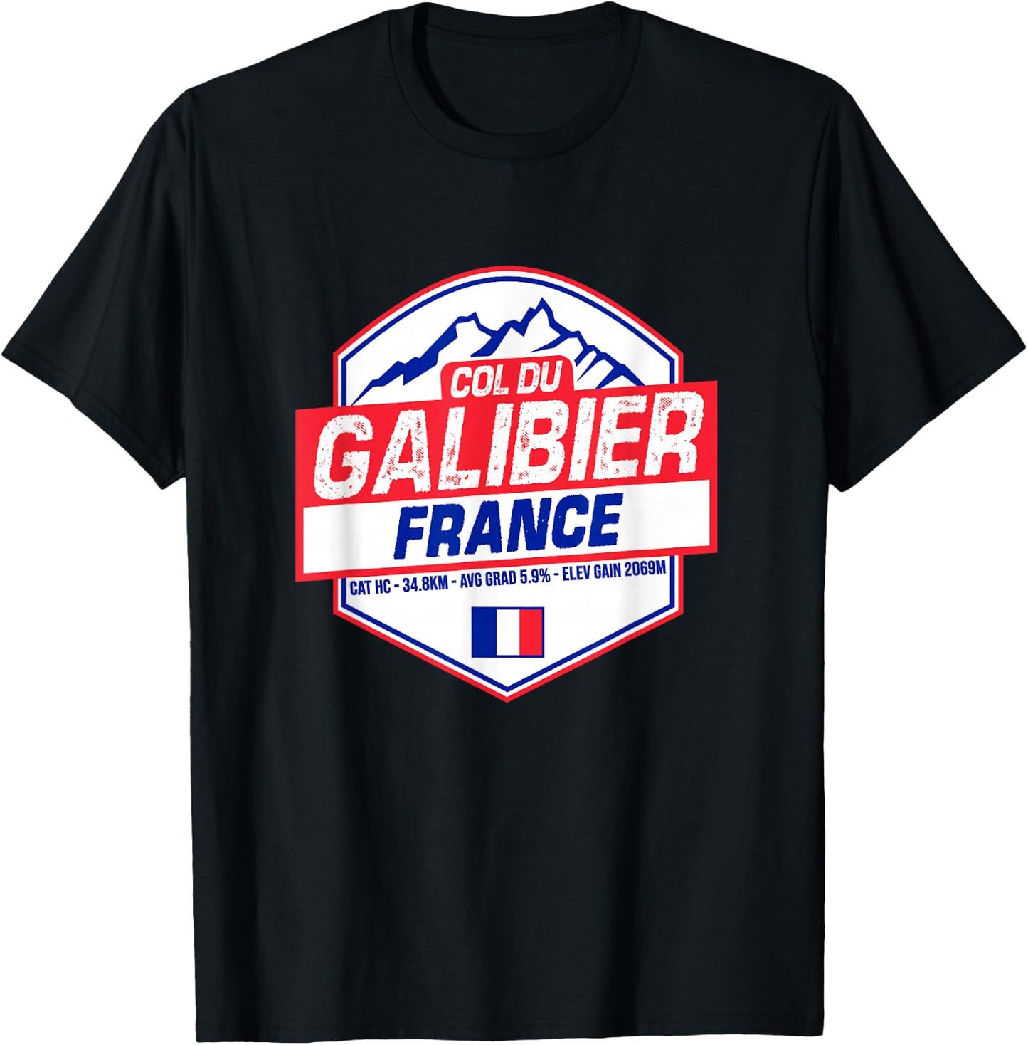 Col du Galibier Cycling In France Road Cyclist T-Shirt - T-Shirt | Black