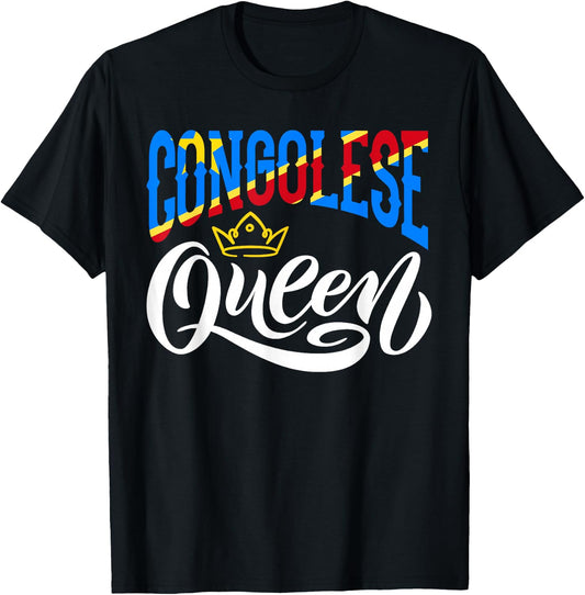 DR Congo - Congolese Heritage Roots Flag Designs Congolese Queen DR Congo Flag T-Shirt - T-Shirt | Black