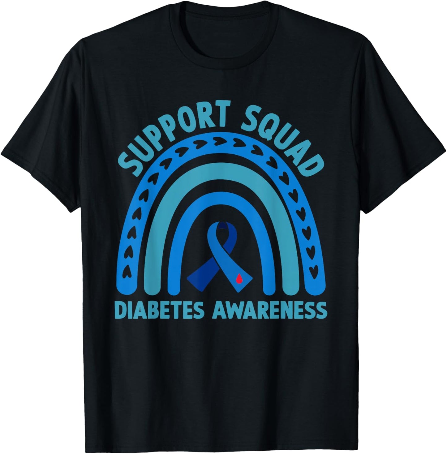 Diabetes Blue Support Squad Diabetes Awareness T-Shirt - T-Shirt | Black