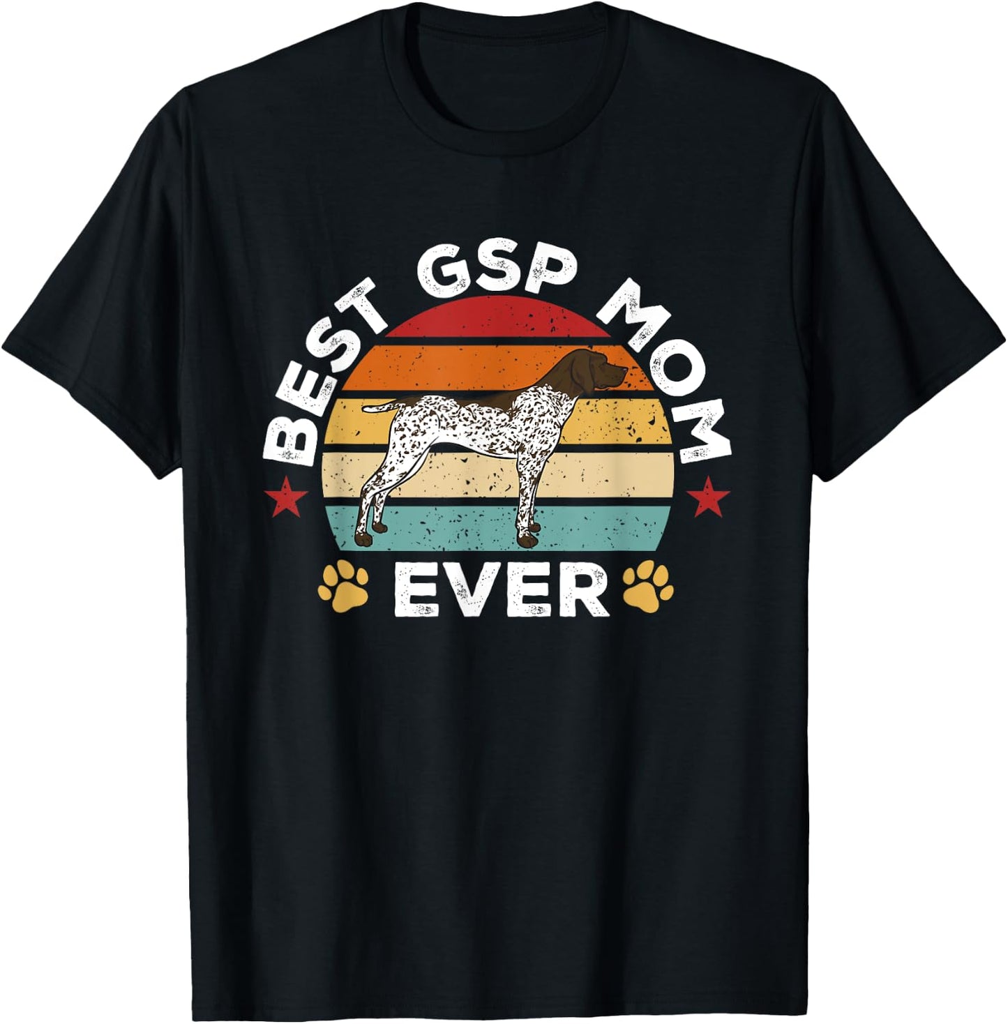 Retro Vintage German Shorthaired Pointer Best GSP Mom Ever T-Shirt - T-Shirt | Black