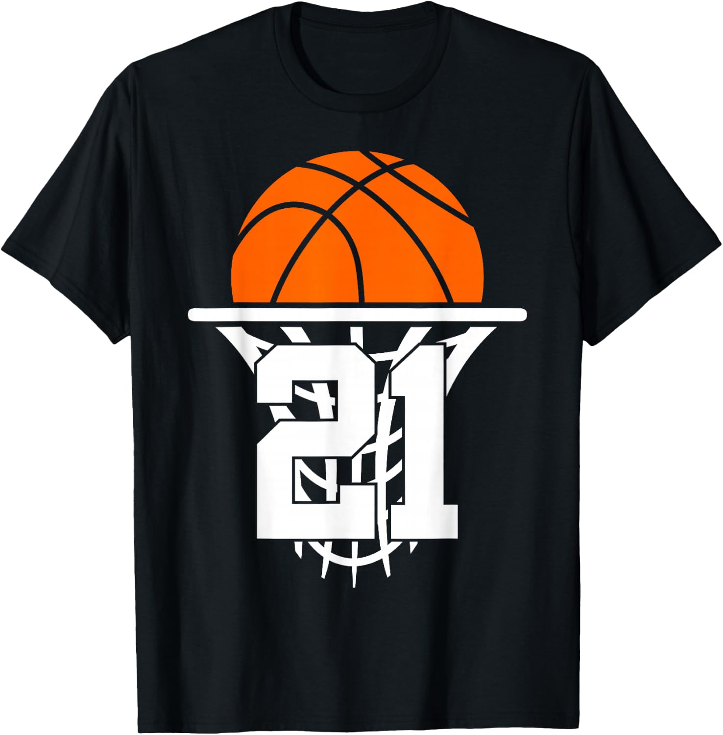 21 Years Basketball 21st Birthday T-Shirt - T-Shirt | Black