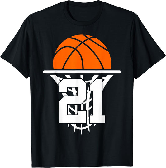 21 Years Basketball 21st Birthday T-Shirt - T-Shirt | Black