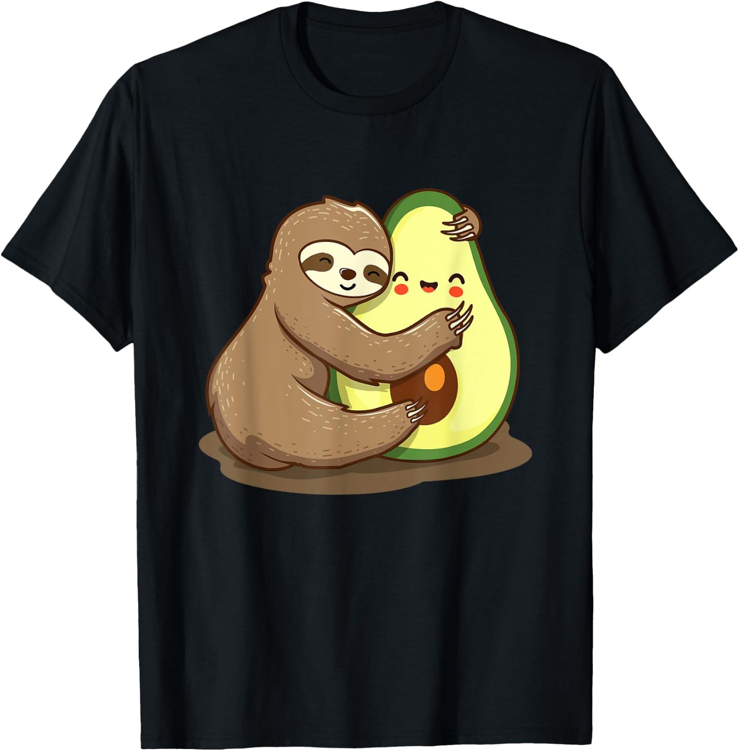 Hugging Sloth And Avocado - Zookeeper Nature Animal Lover T-Shirt - T-Shirt | Black