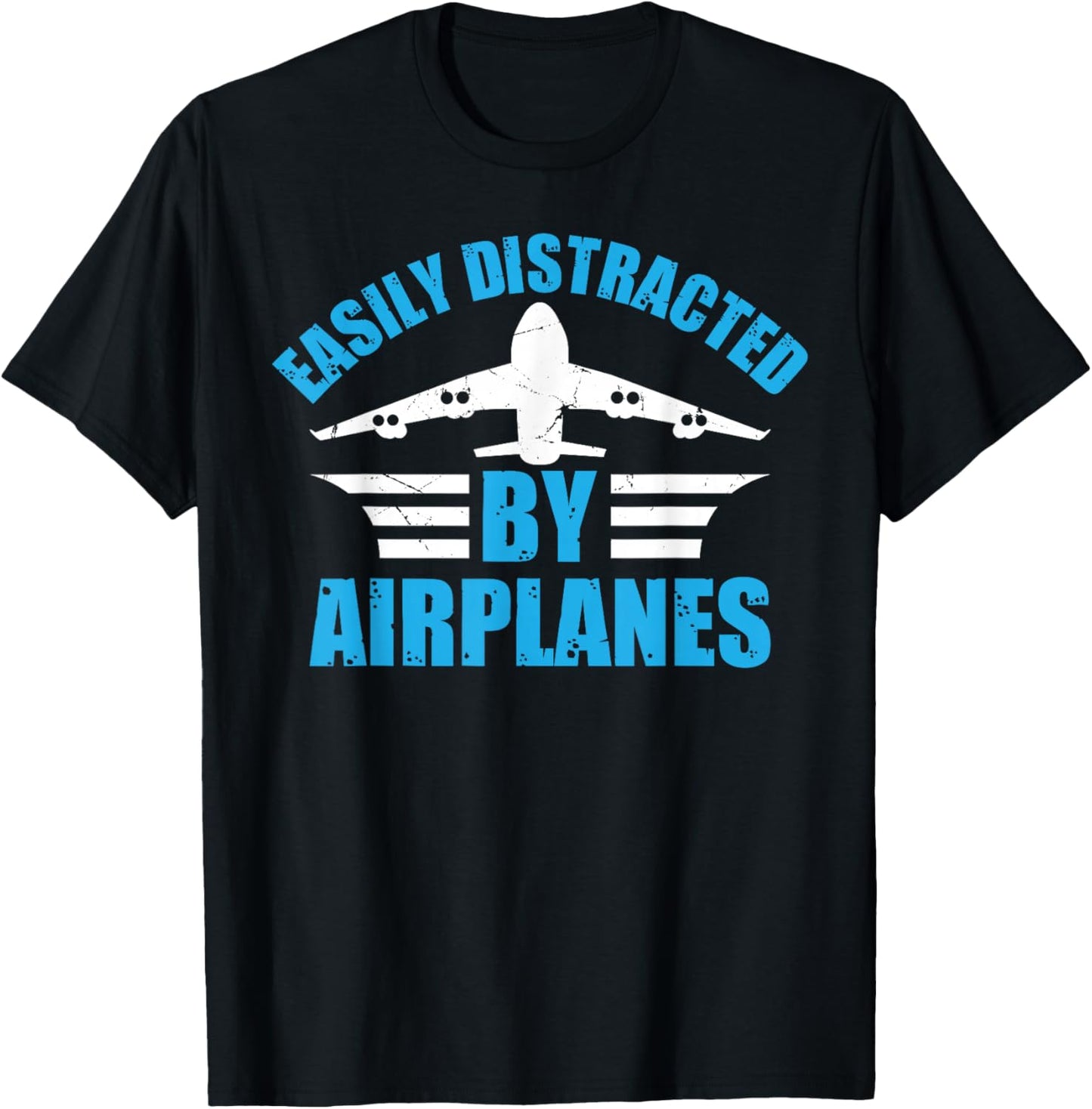 Aircraft Pilot Plane Lover - Easily Distracted by Airplanes T-Shirt - T-Shirt | Black