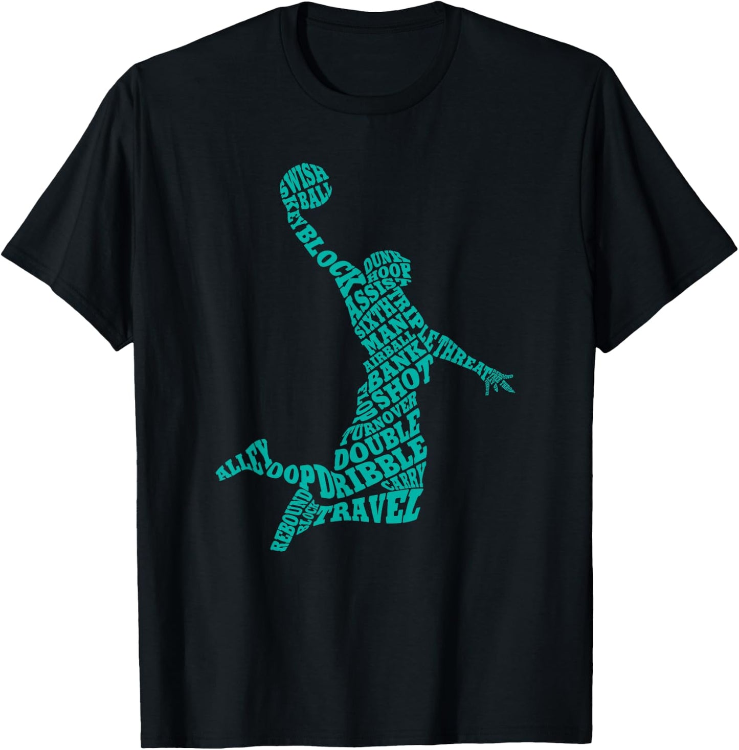 Basketball Player Typography Word Art T-Shirt - T-Shirt | Black