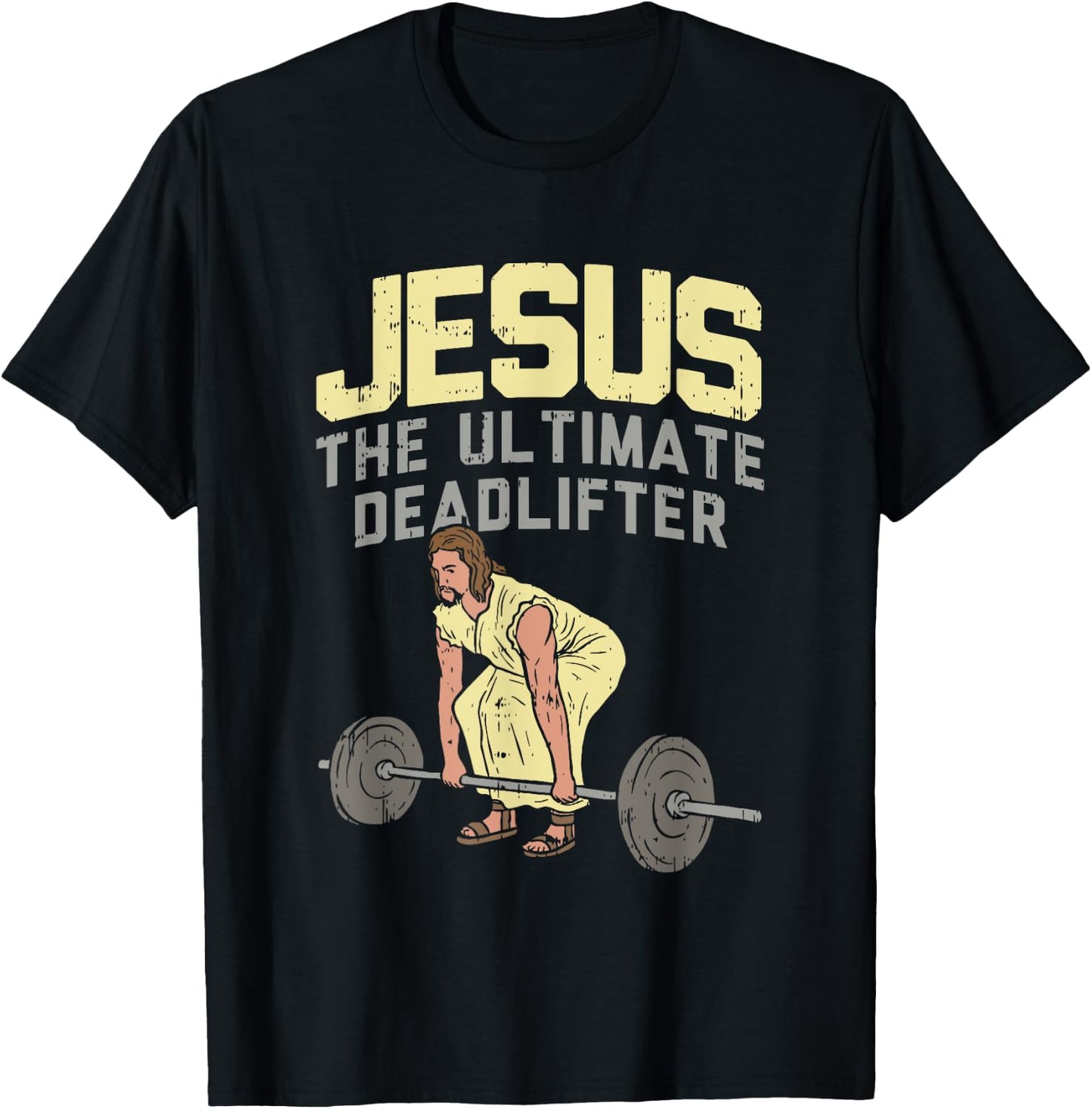 Vintage Jesus The Ultimate Deadlifter Funny Christian Gym T-Shirt - T-Shirt | Black