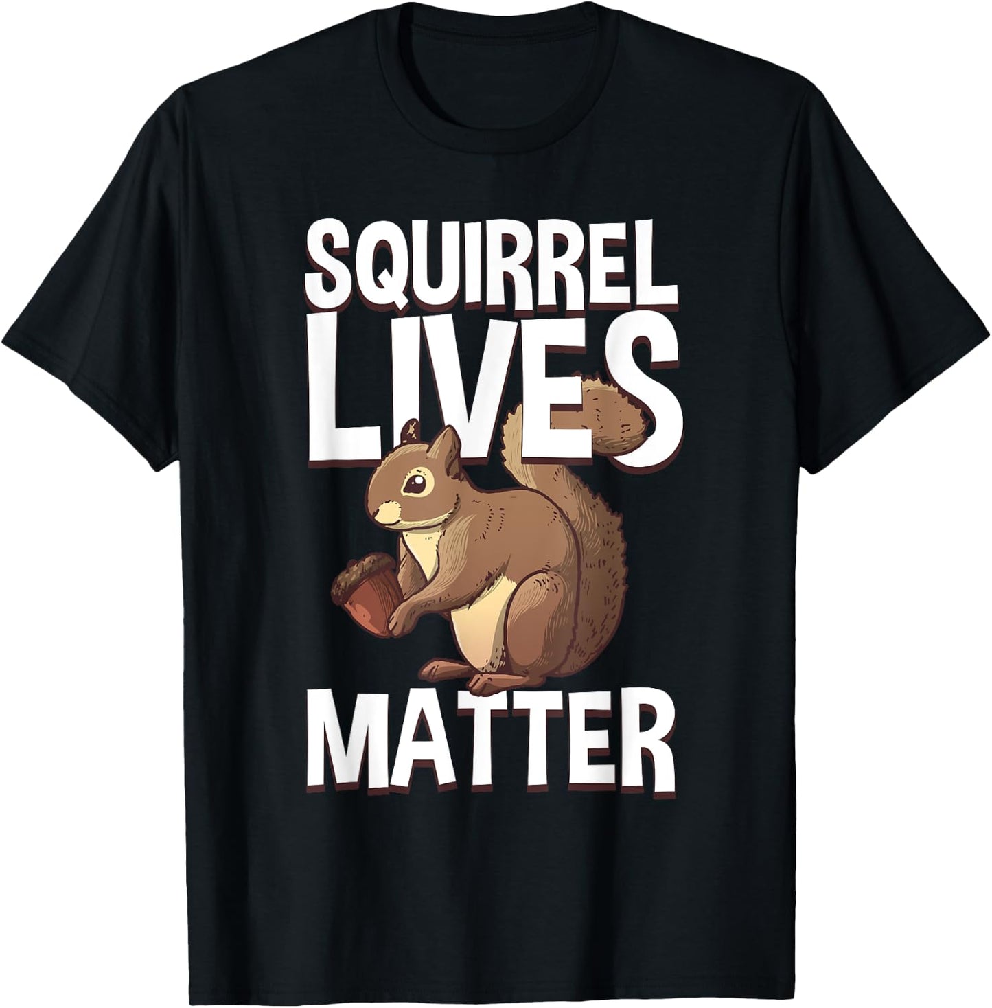 Best Squirrel Art For Kids Men Women Chipmunk Lover Squirrel T-Shirt - T-Shirt | Black