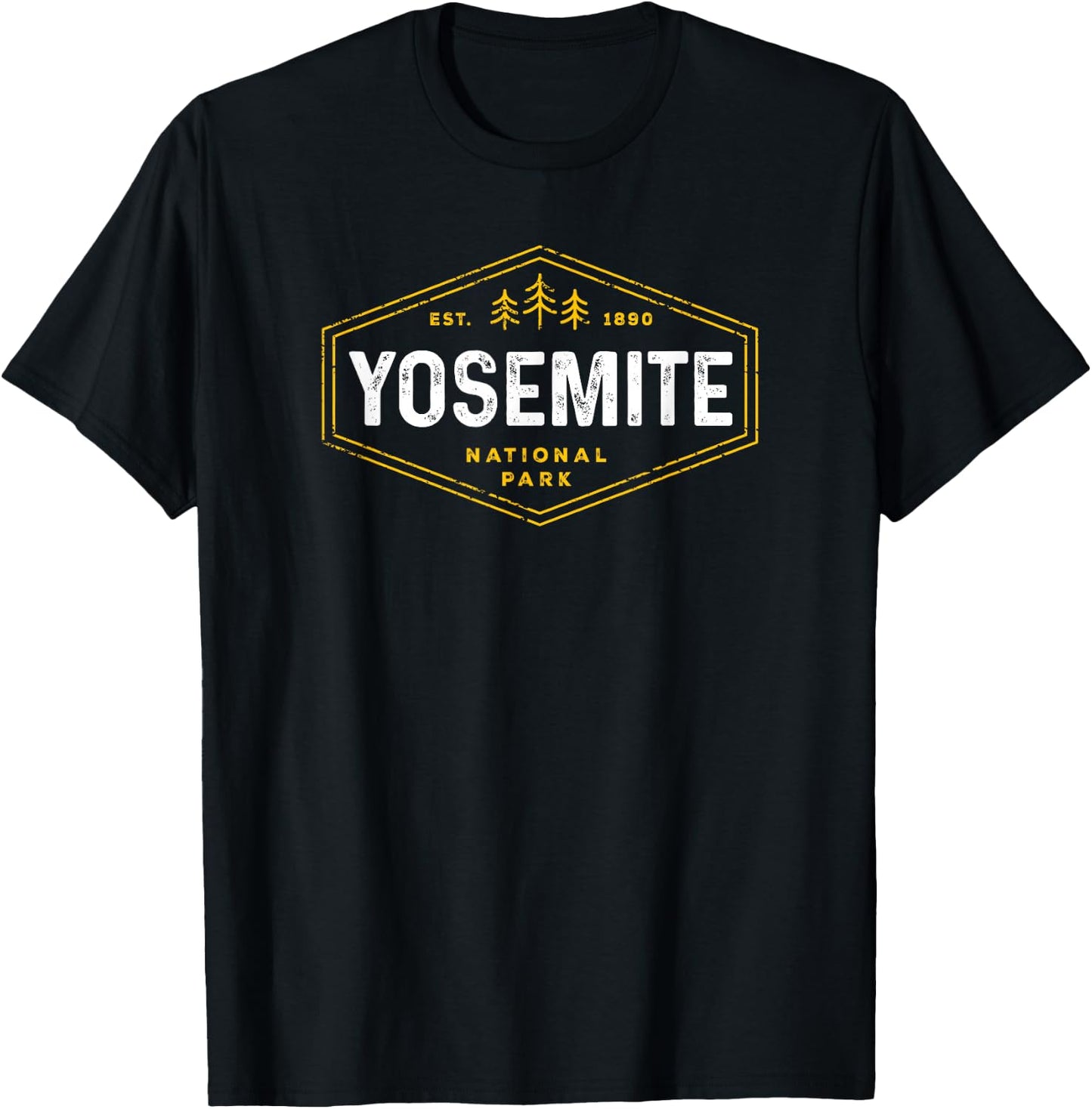 Retro Yosemite California Established 1890 National Park T-Shirt - T-Shirt | Black
