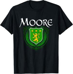 Moore Surname Irish Clan Tartan Badge Ireland T-Shirt - T-Shirt | Black