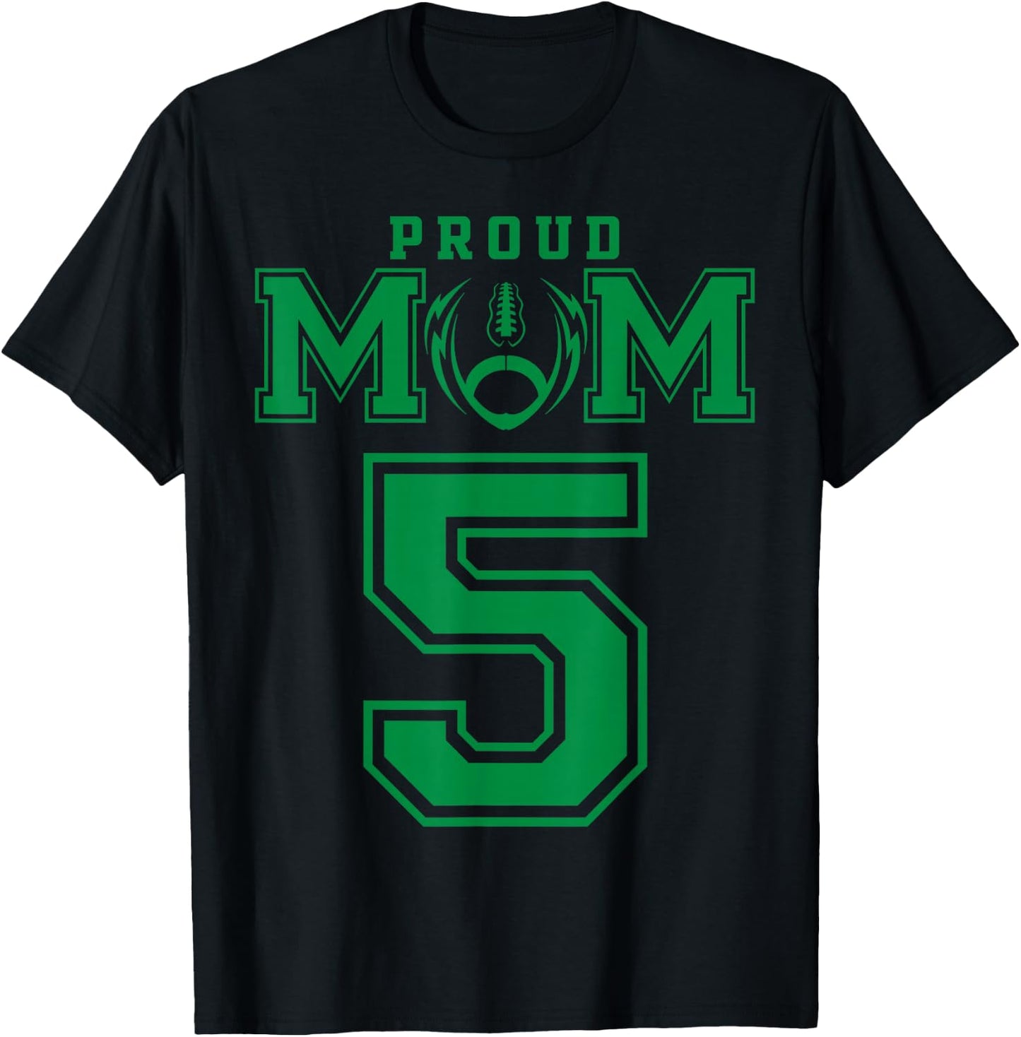 Custom Proud Football Mom Number 5 G Personalized T-Shirt - T-Shirt | Black