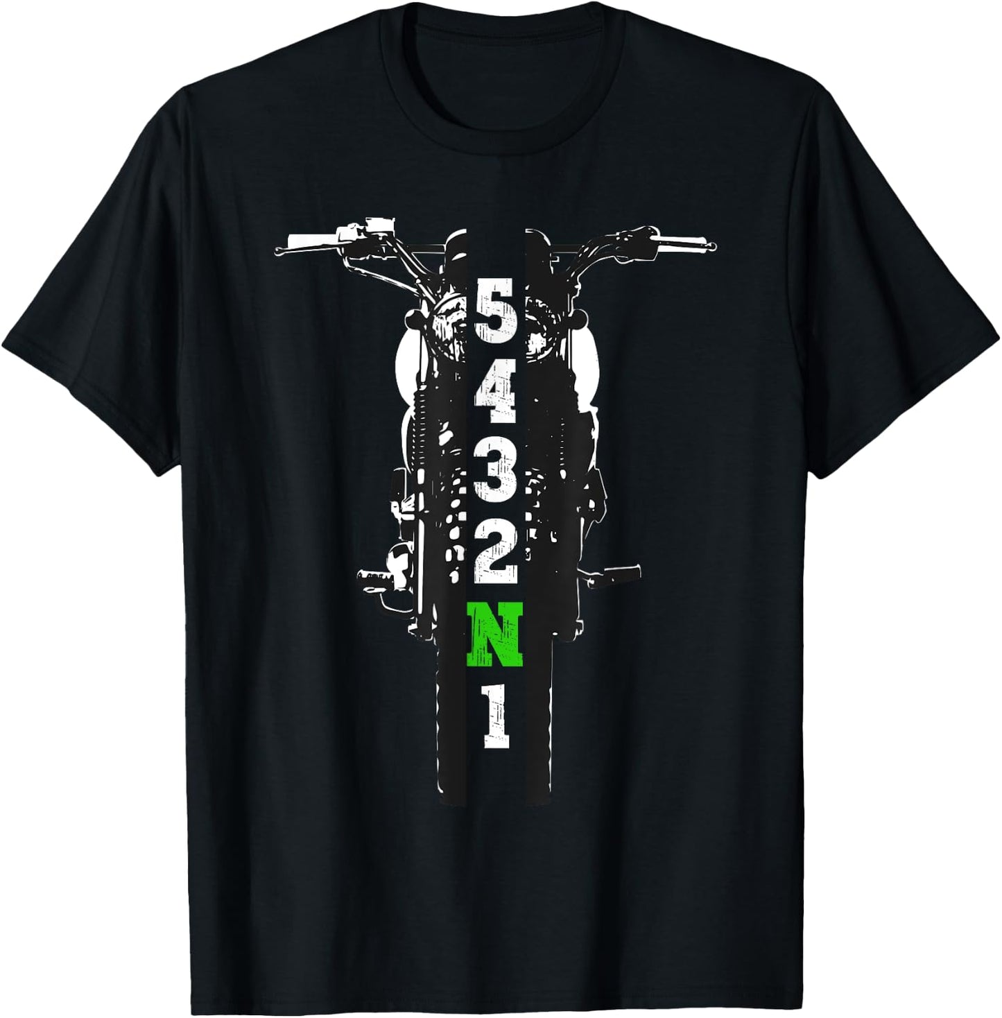 Motorcycle Shift Pattern One Down Four Up T-Shirt - T-Shirt | Black