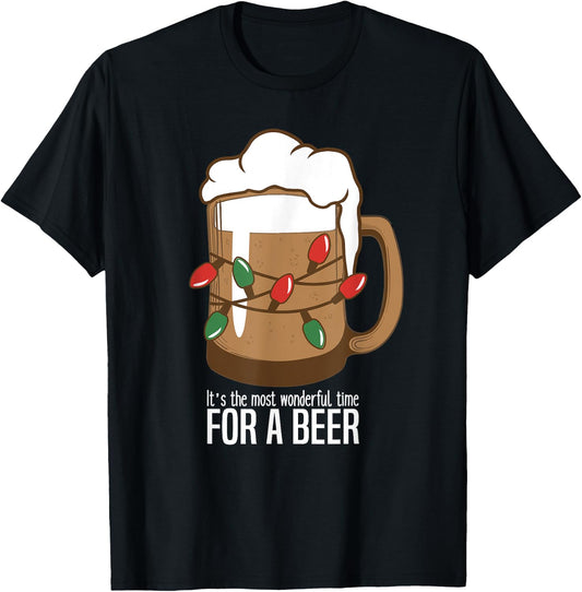 It's The Most Wonderful Time For A Beer Funny Christmas T-Shirt - T-Shirt | Black