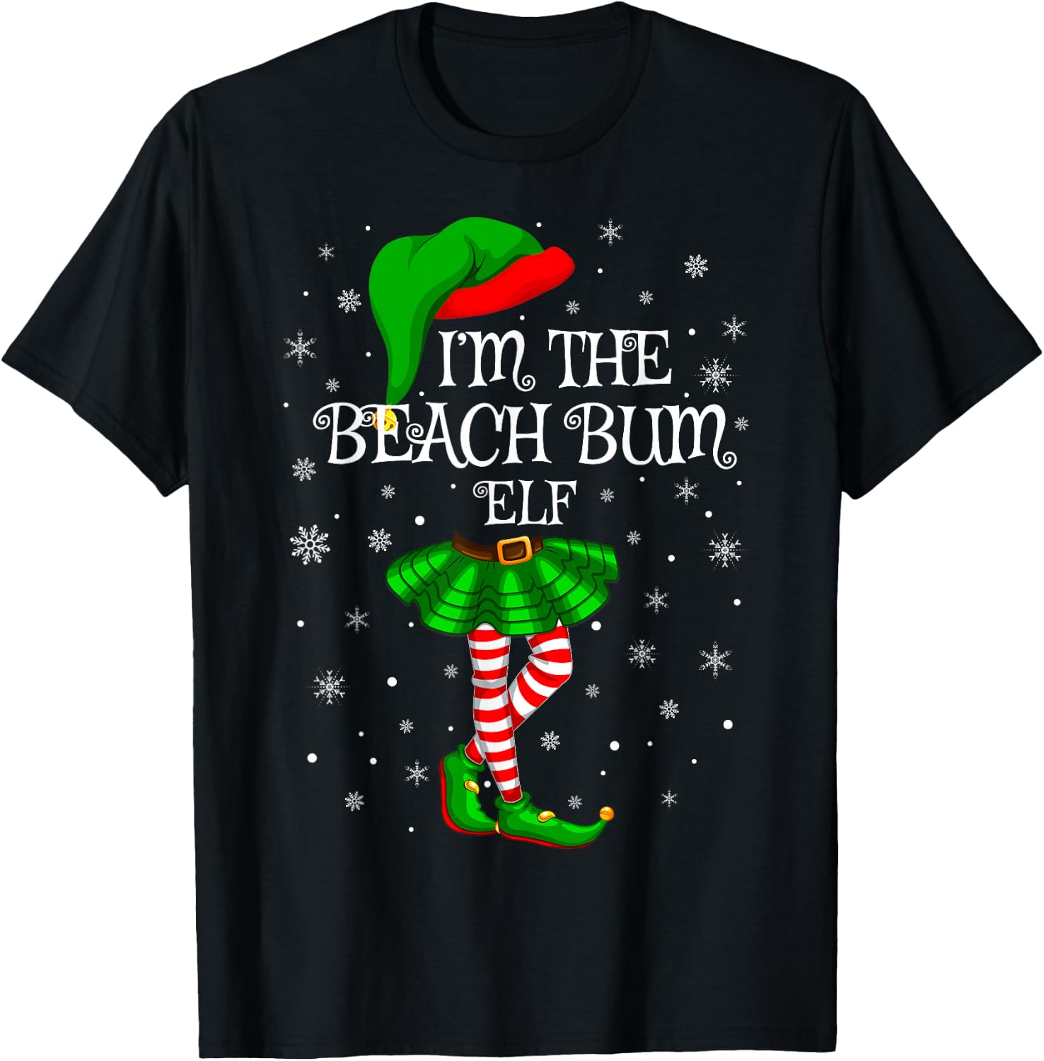 Matching Family Group Beach Bum Elf Christmas Women T-Shirt - T-Shirt | Black