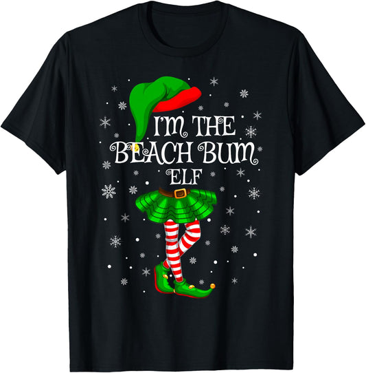 Matching Family Group Beach Bum Elf Christmas Women T-Shirt - T-Shirt | Black