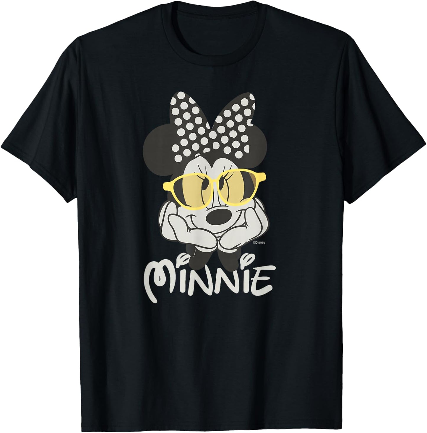 Disney Minnie Mouse in Black & White Polka Dot Day Vintage T-Shirt - T-Shirt | Black