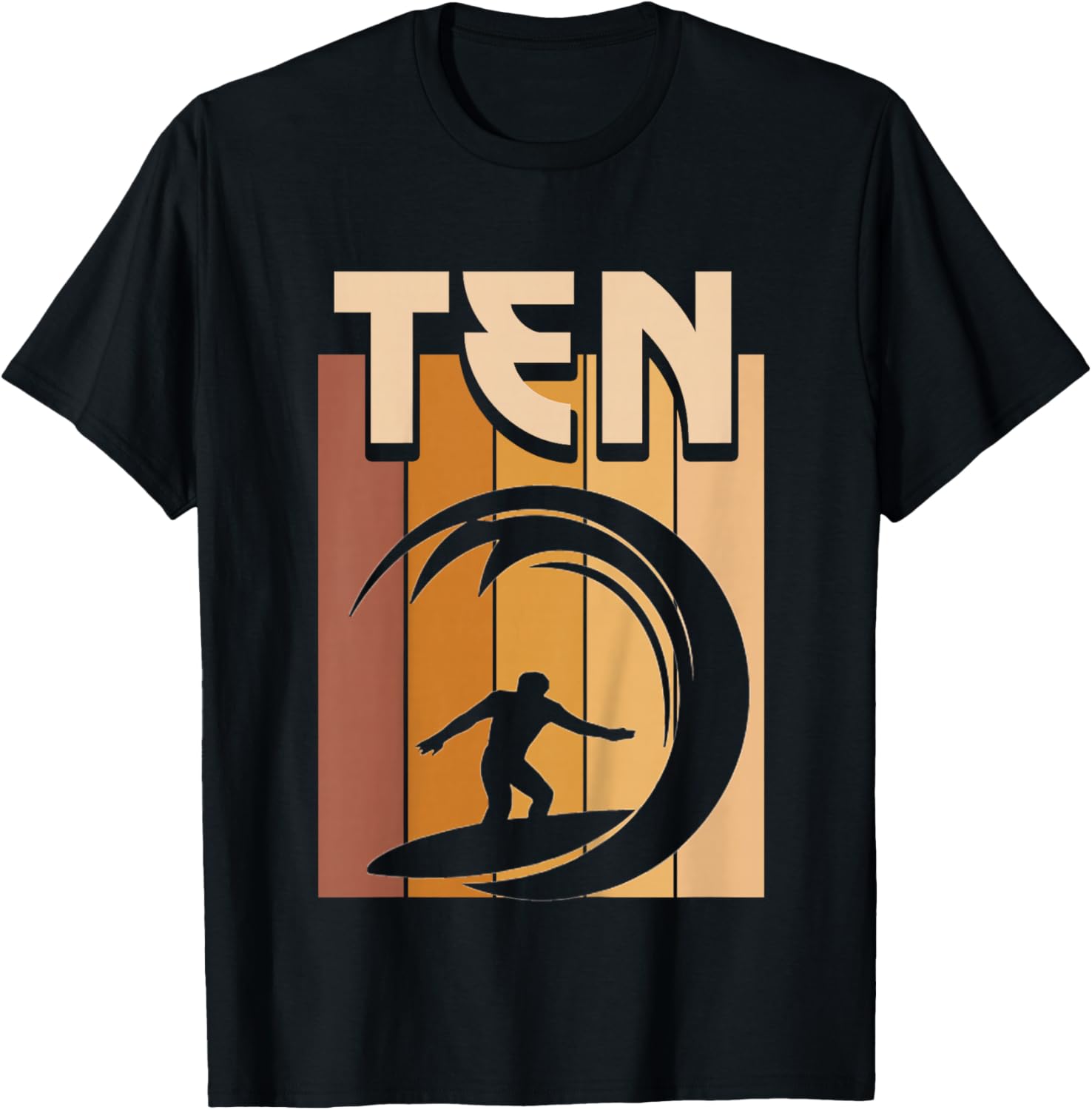 Kids 10 Year Old Surfing Birthday Boy Girl 10th Birthday Surfer T-Shirt - T-Shirt | Black