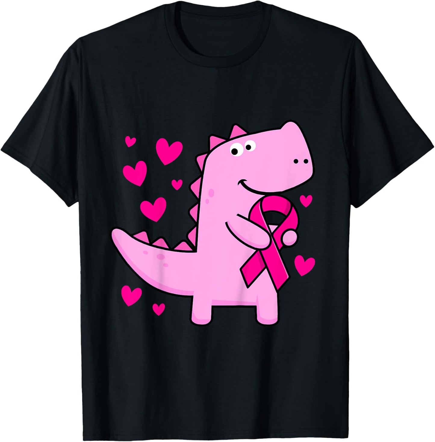 Kids Pink Ribbon T-Rex Kids Breast Cancer Awareness Boys Toddler T-Shirt - T-Shirt | Black