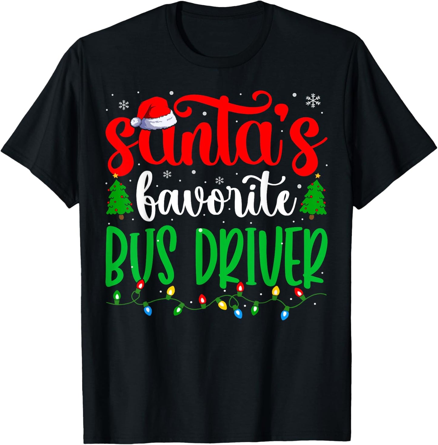 Bus Driver Santa Funny Bus Driver Christmas T-Shirt - T-Shirt | Black