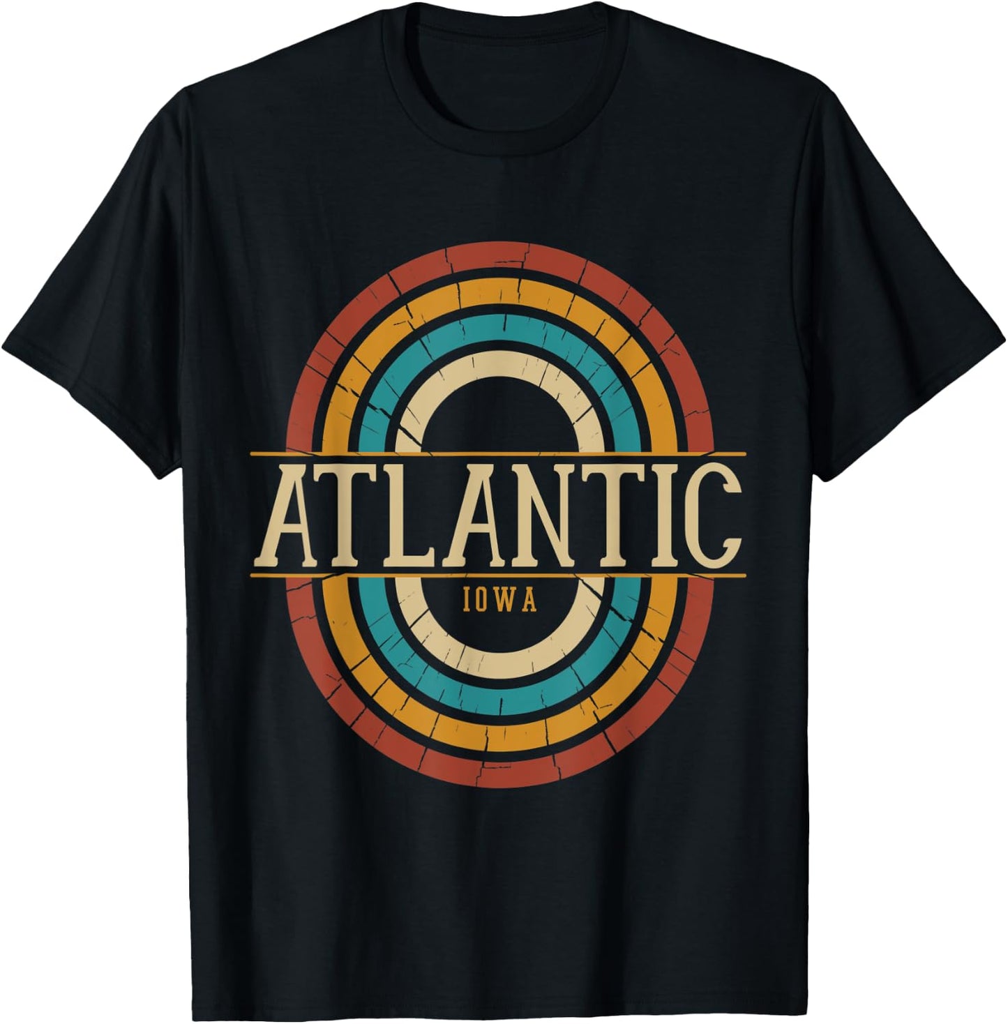 Vintage Retro Atlantic Iowa IA Women Men Souvenirs T-Shirt - T-Shirt | Black