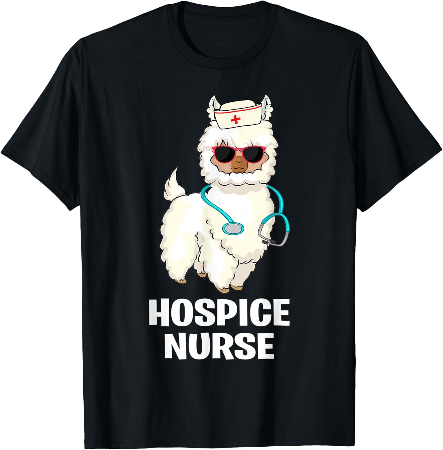 Funny Hospice Nurse Llama End of Life Palliative Nursing T-Shirt - T-Shirt | Black