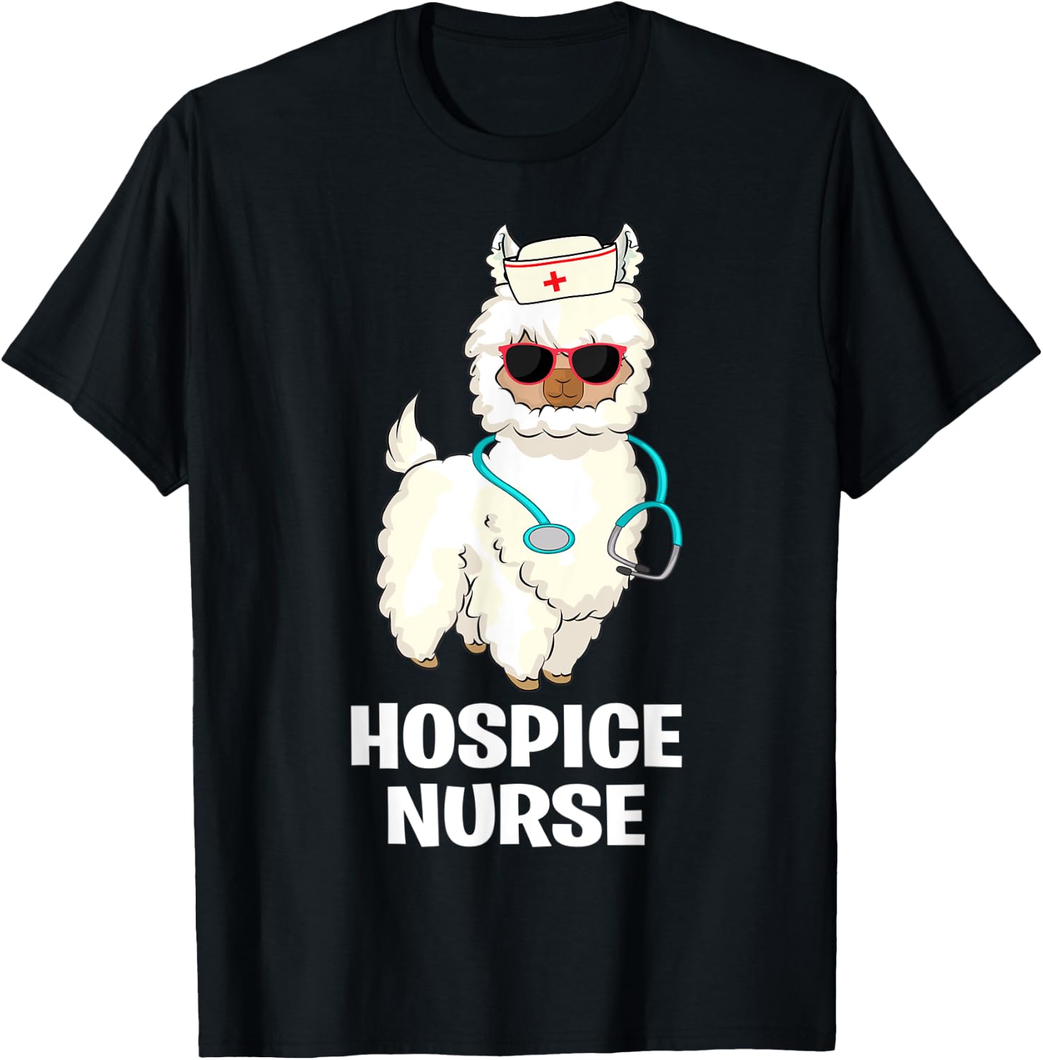 Funny Hospice Nurse Llama End of Life Palliative Nursing T-Shirt - T-Shirt | Black