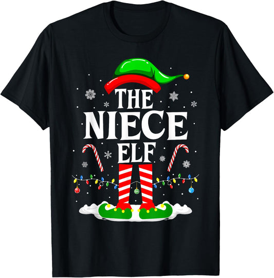 The Niece Elf Funny Xmas Elf Matching Family Christmas T-Shirt - T-Shirt | Black