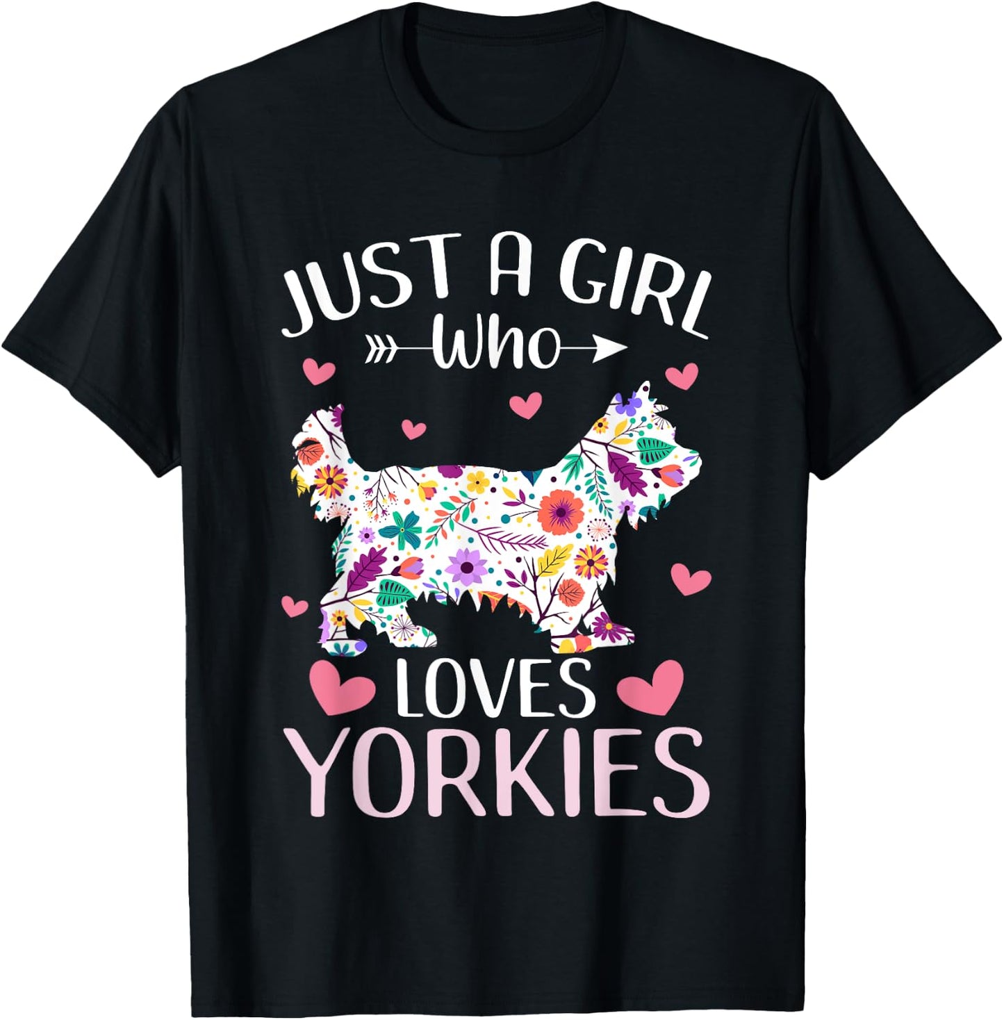Just A Girl Who Loves Yorkies Cute Dog Lover girls kids T-Shirt - T-Shirt | Black