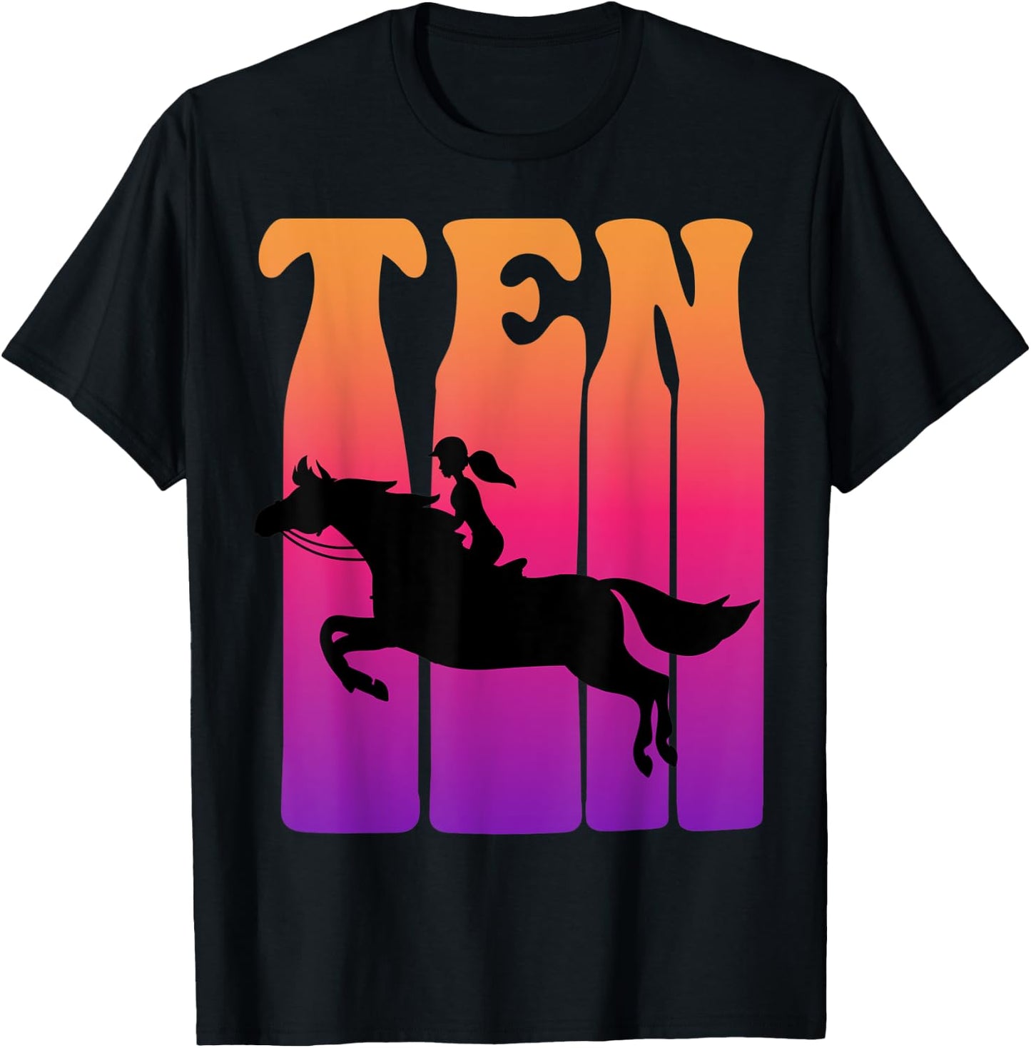 Girl Horseback Rider, I'm 10 Year Old, Kids 10th Birthday T-Shirt - T-Shirt | Black