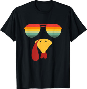 Turkey Face Sunglasses Thanksgiving Boys Kids Cool Turkey T-Shirt - T-Shirt | Black