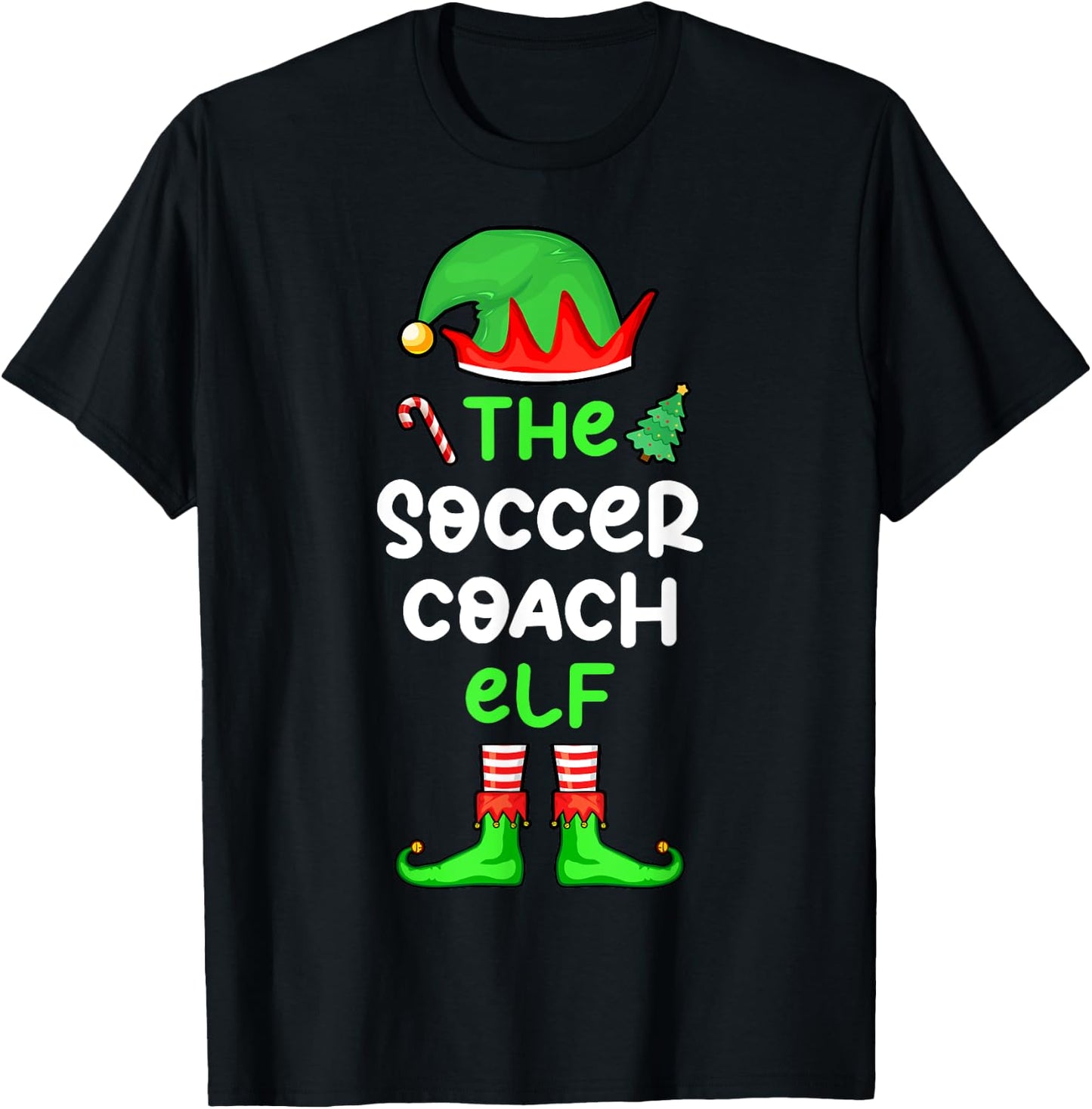 I'm The Soccer Coach Elf Christmas Matching Pajama T-Shirt - T-Shirt | Black