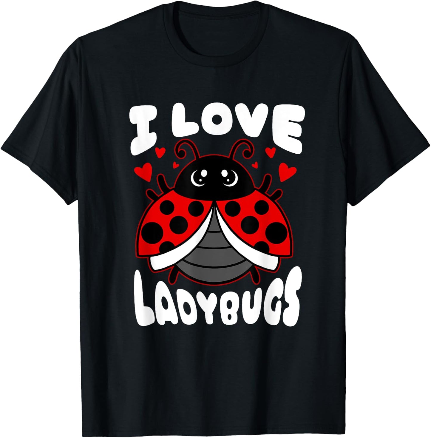 I Love Ladybugs Flying Ladybug Heart T-Shirt - T-Shirt | Black