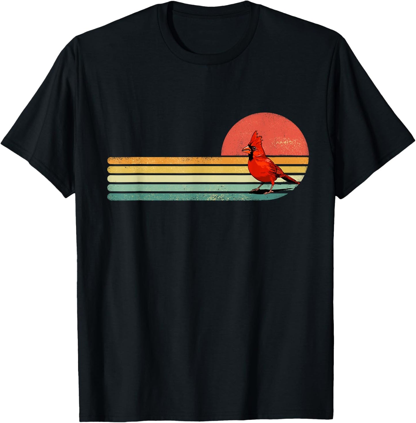 Retro Northern Cardinal Bird Shirt Animal Bird Lover Birder T-Shirt - T-Shirt | Black
