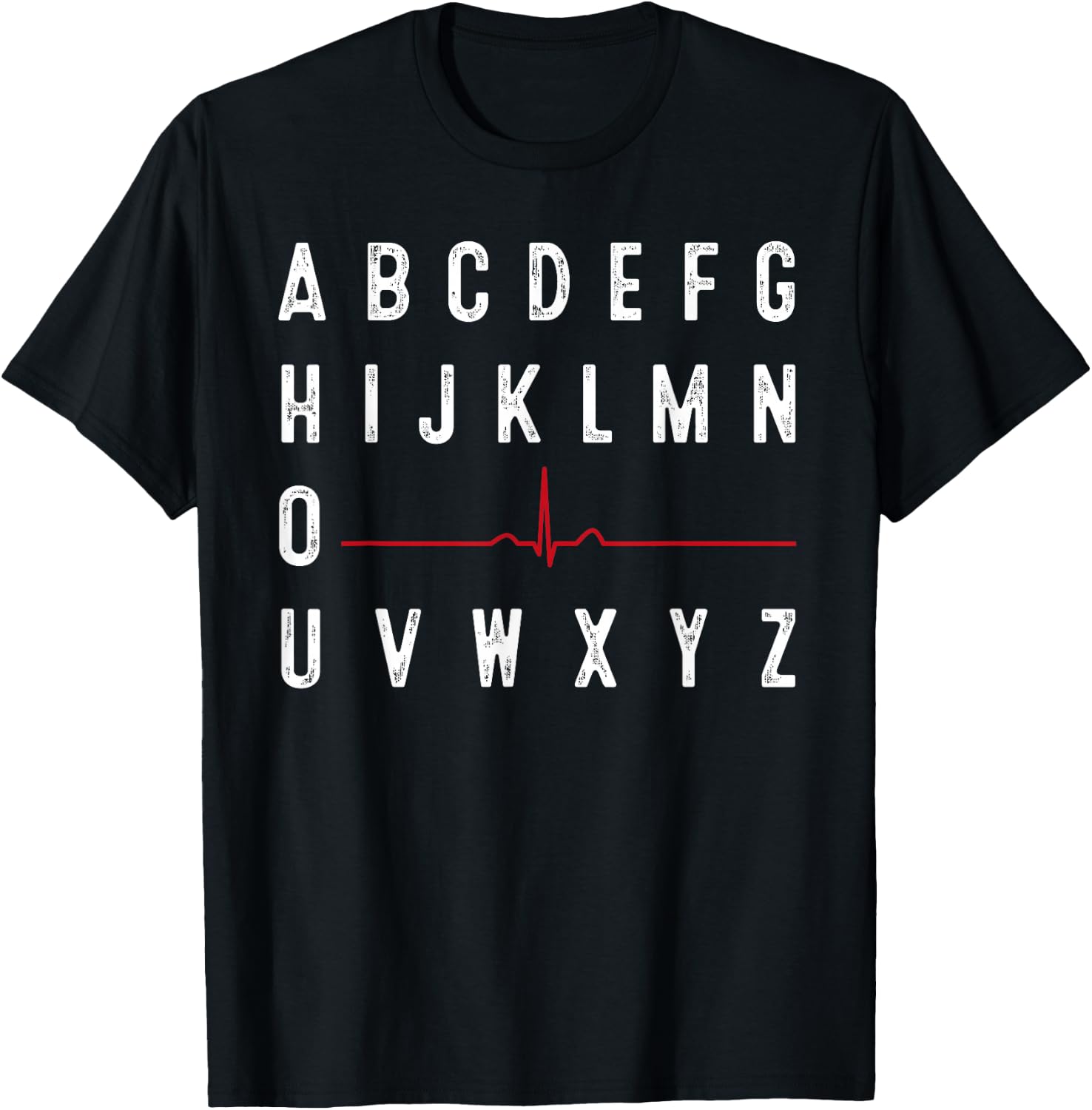 PQRST Nurses Day Funny Nurse Alphabet Cardiac Cycle Black 3X-Large Adults T-Shirt - T-Shirt | Black