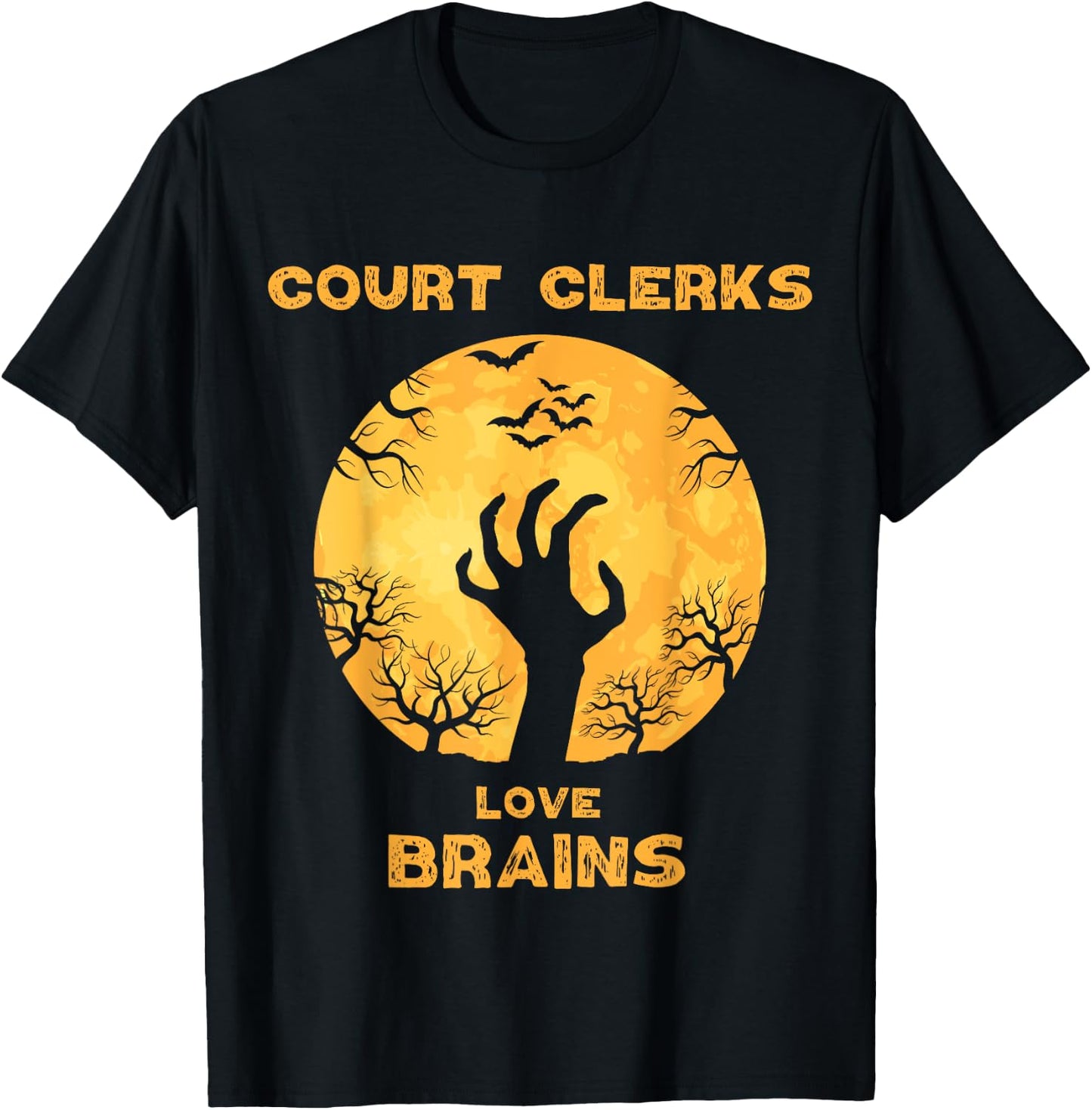 Court Clerks Love Brains Funny Halloween Court Clerk T-Shirt - T-Shirt | Black