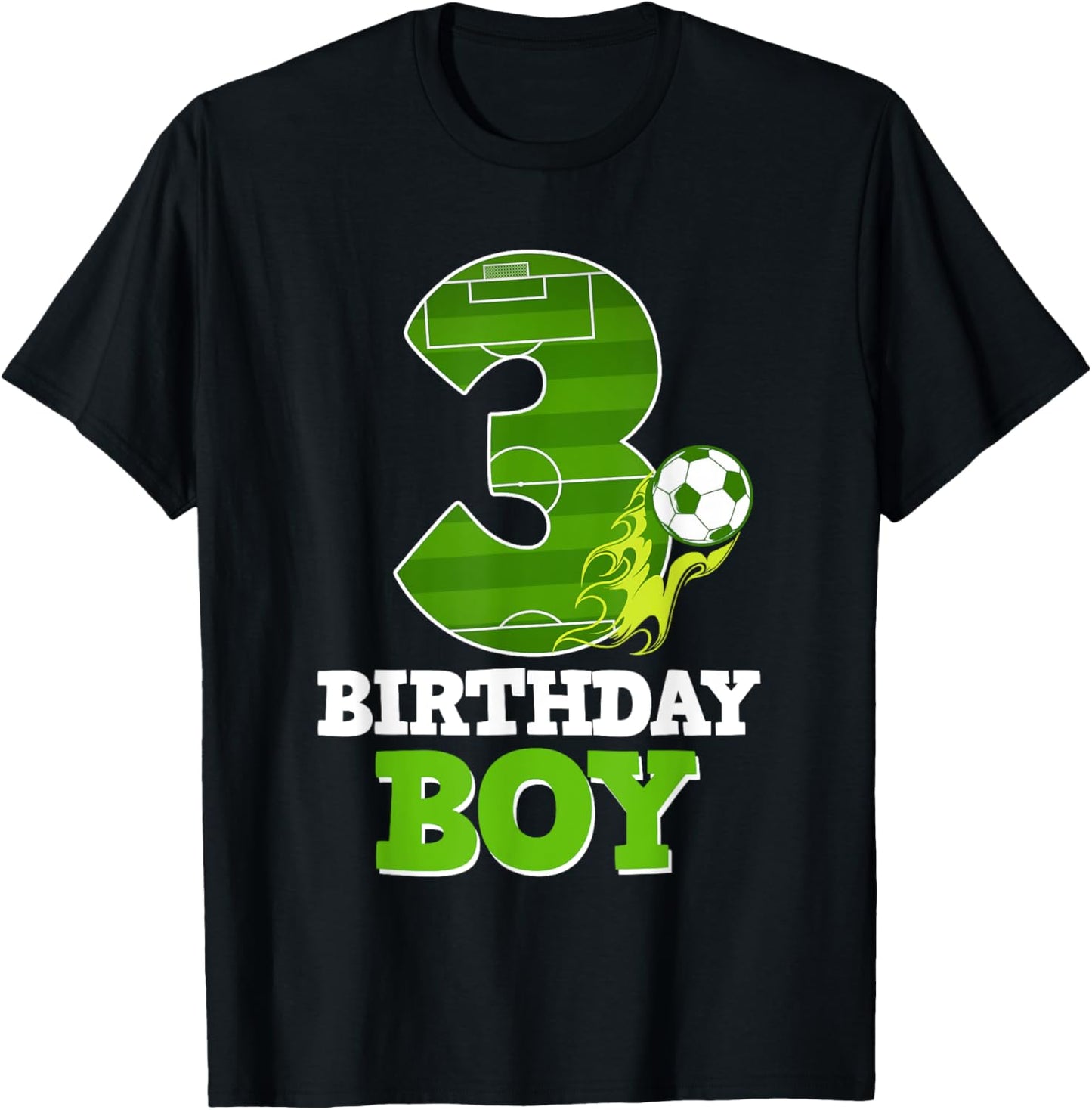 Happy 3rd Birthday Boy Soccer Lover 3 Yrs Old B-day T-Shirt - T-Shirt | Black
