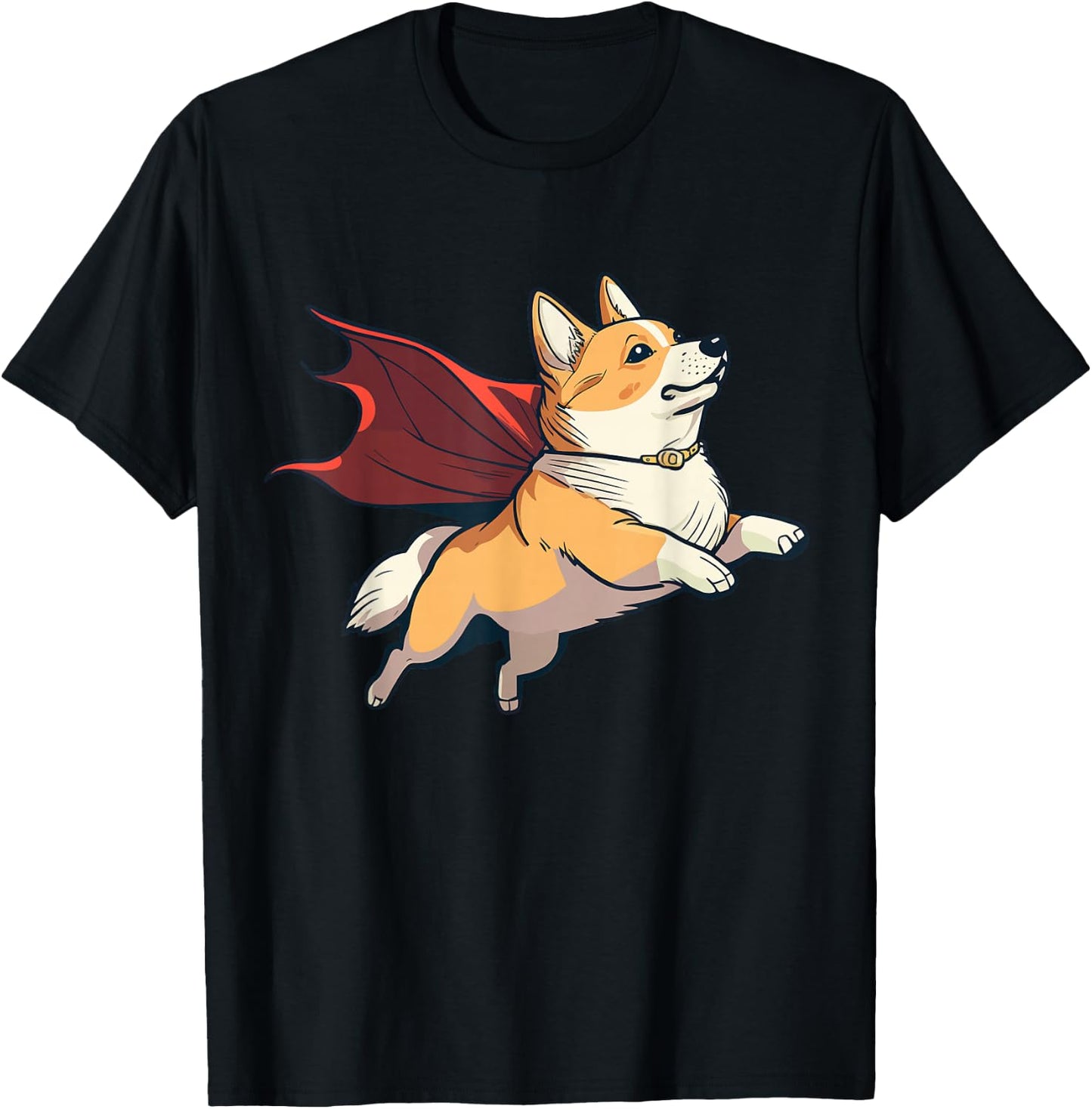 Super Hero Corgi with a Cape Super Dog T-Shirt - T-Shirt | Black